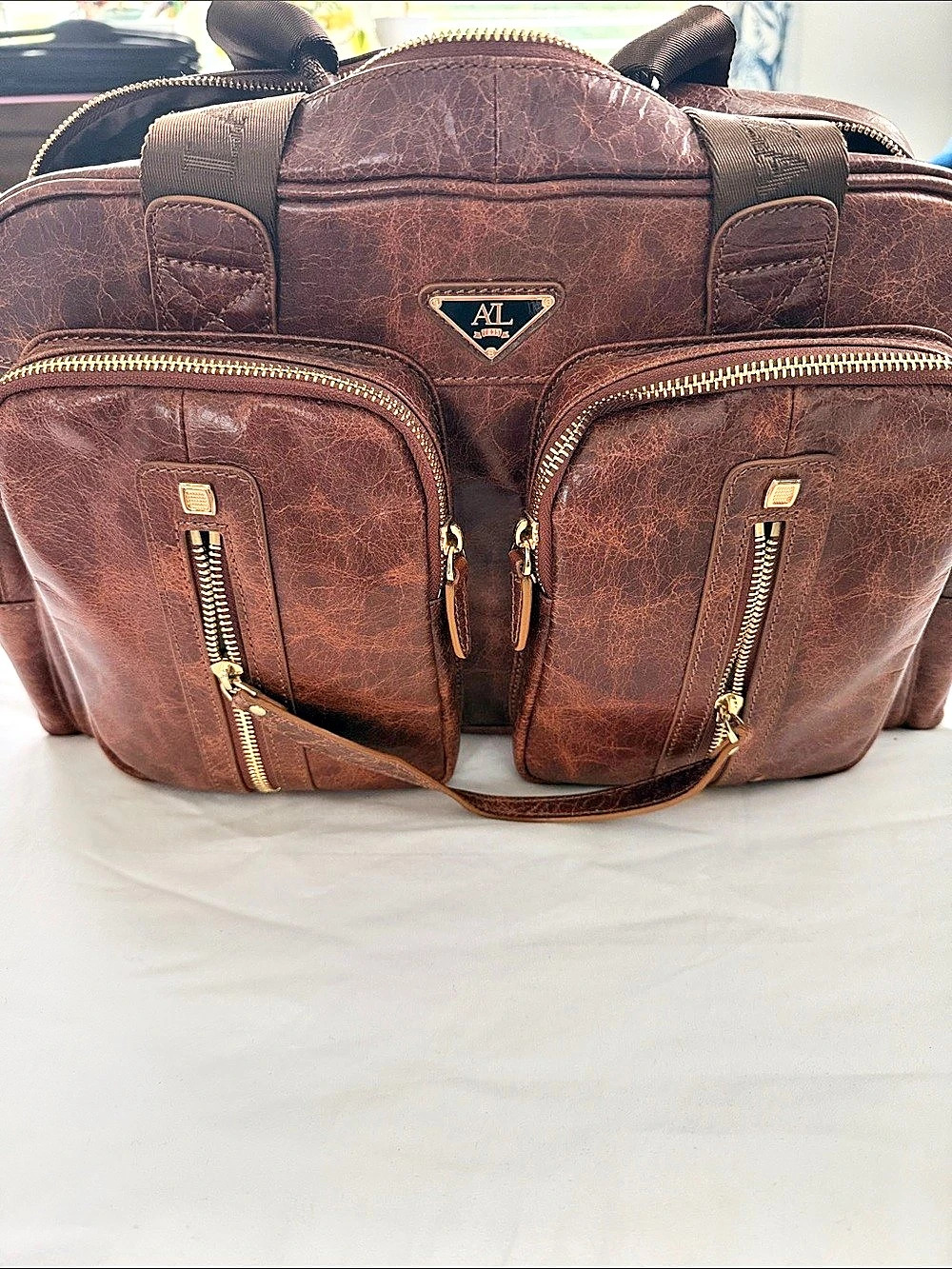 Brown Multi-Zip Tote Bag